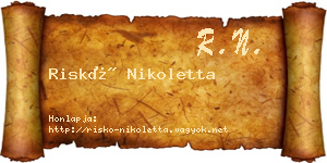 Riskó Nikoletta névjegykártya